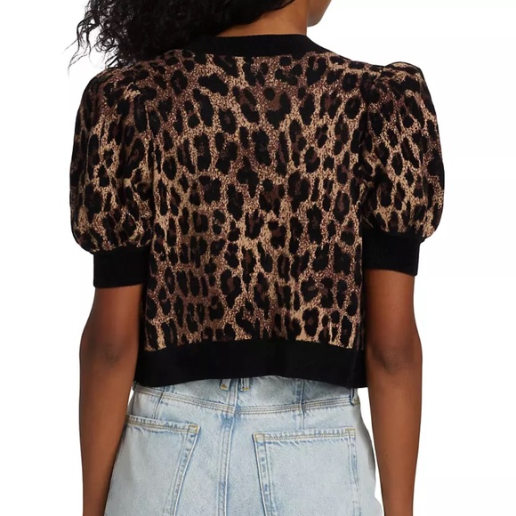 Alice + Olivia Leopard Print Cardigan - Black and Brown - Picture 3 of 13